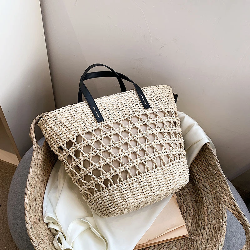 

Fashion Hollow Rattan Bag For Women 2023 Summer Straw Beach Bag Handbag Large Capacity Travel Crossbody Shoulder Bag Designer
