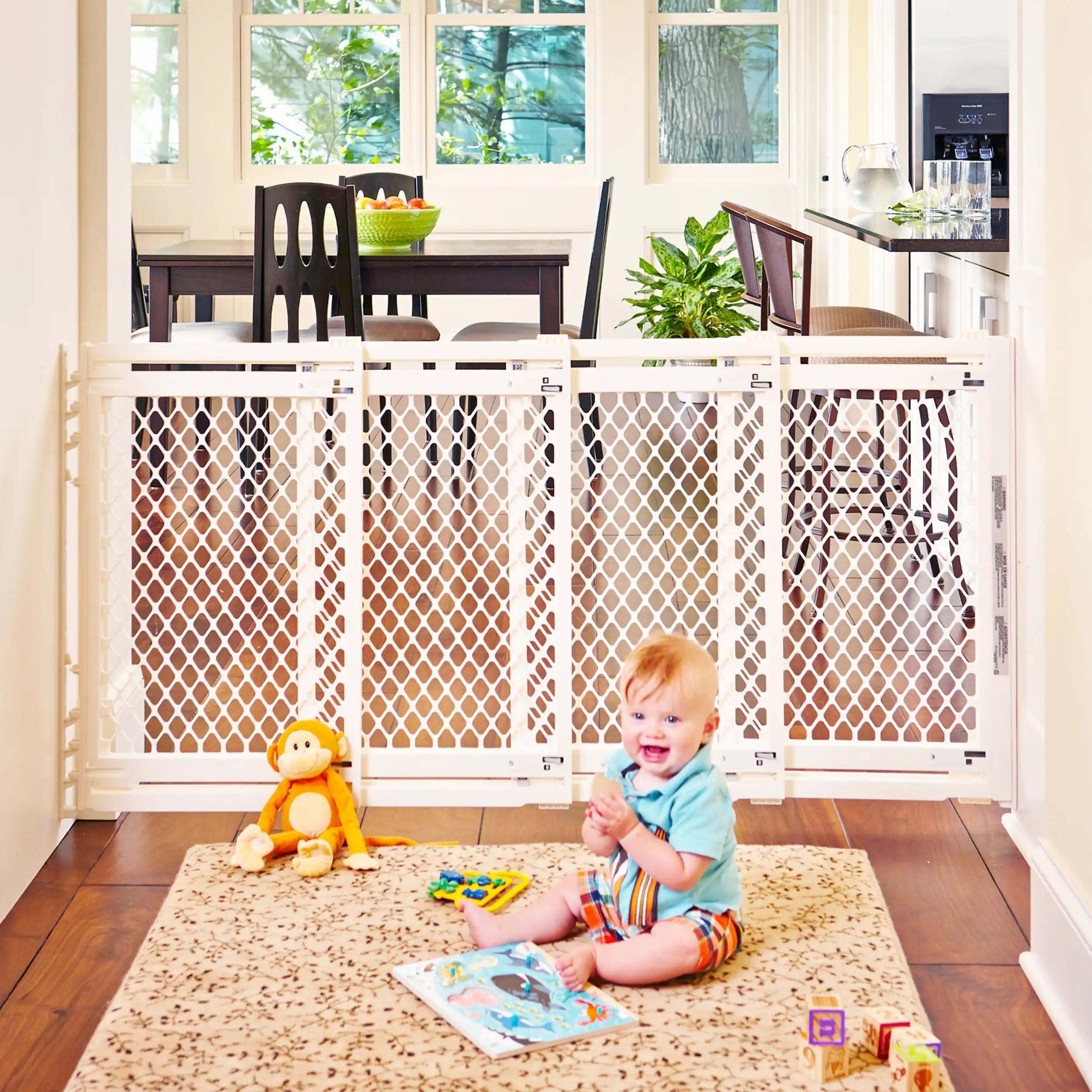 

22"-62" Extra-Wide Baby Safety Gate, Ivory