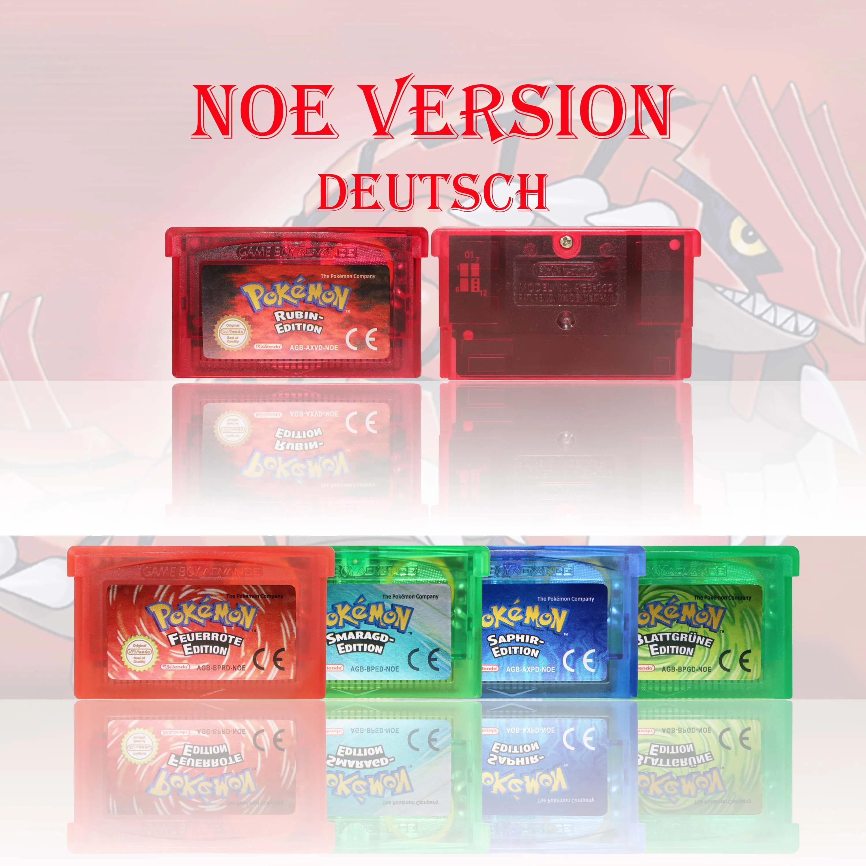 Фото Игровой картридж GBC/GBA NOE Version Pokemon Kristall/Smaragd/Feuerrote/Blattgrune/Rubin, высококачественная игровая карта с батареей. №3