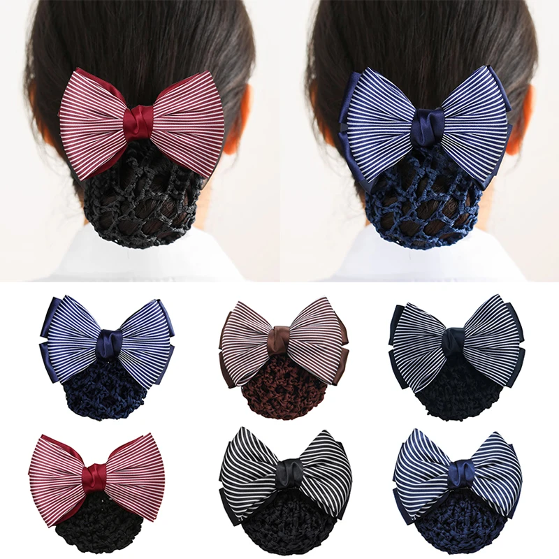 

New Ribbon Bow Hairgrips Weave Bun Net Snood Bow Hair Clips Lace Bow Hair Net Hair Bun Office Lady Bow Barrette Headwear