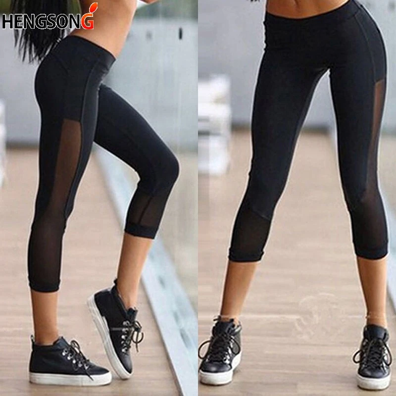 

Sexy Women Push Up Leggings Gothic Mesh Design Trousers Pants Black Capris Sportswear New Fitness Leggings