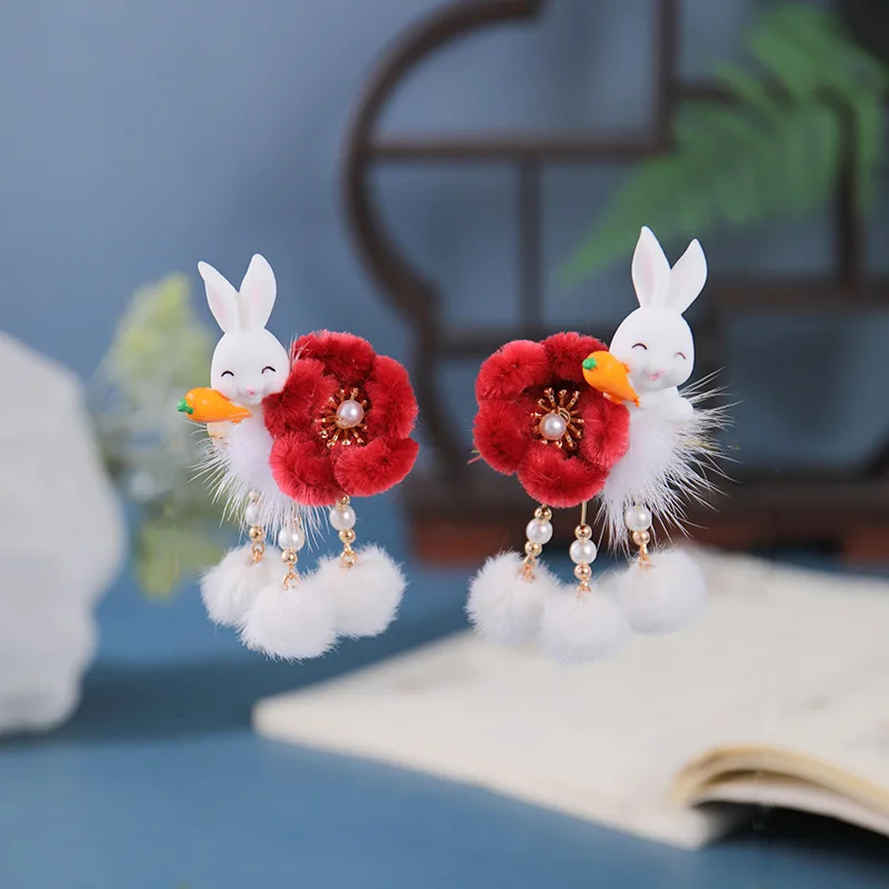 

Colorful Cartoon Cute Bunny Flower Plush Hairpin Baby Girls Bangs Clip Headdress Hair Accessory 2021