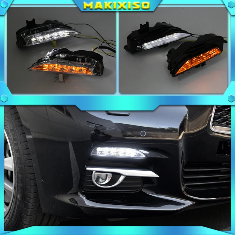 

Автомобильные светодиодные дневные ходовые огни для INFINITI Q50 с поворотным желтым сигналом ходовые огни автомобитовары