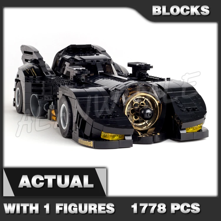 

1778pcs Super Fighter The Ultimate 1989 Batmobile Car Activated Headlights 7144 Building Blocks Toy Compatible With Model
