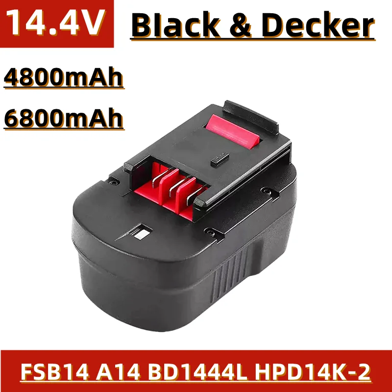 

Battery replacement for 14.4V tools, 4800mAh~6800mAh, for BIack & Decker electric tools FSB14, BD1444L, HPD14K-2, etc