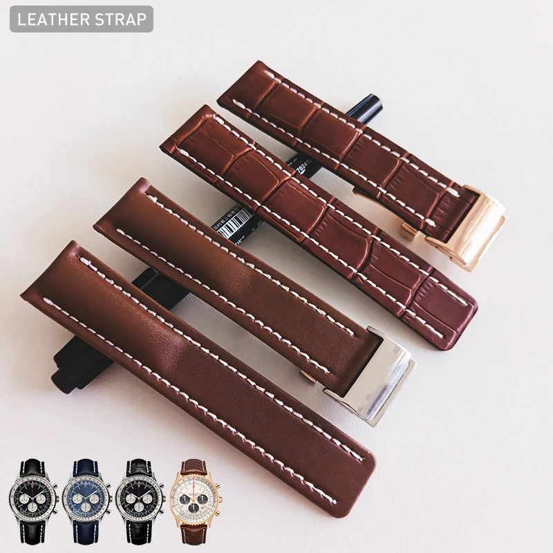 

For Breitling Strap Watch Accessorie Genuine Leather Watch Bracelet For SUPEROCEAN AVENGER NAVITIMER Watch Strap Watch Band Belt