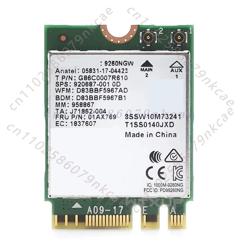Фото Для Intel 7260 9260NGW двухдиапазонный Wi-Fi Bluetooth адаптер PCI-E x1 для настольных ПК, беспроводная сетевая карта 2.4G 5G 867 Мбит/с №1