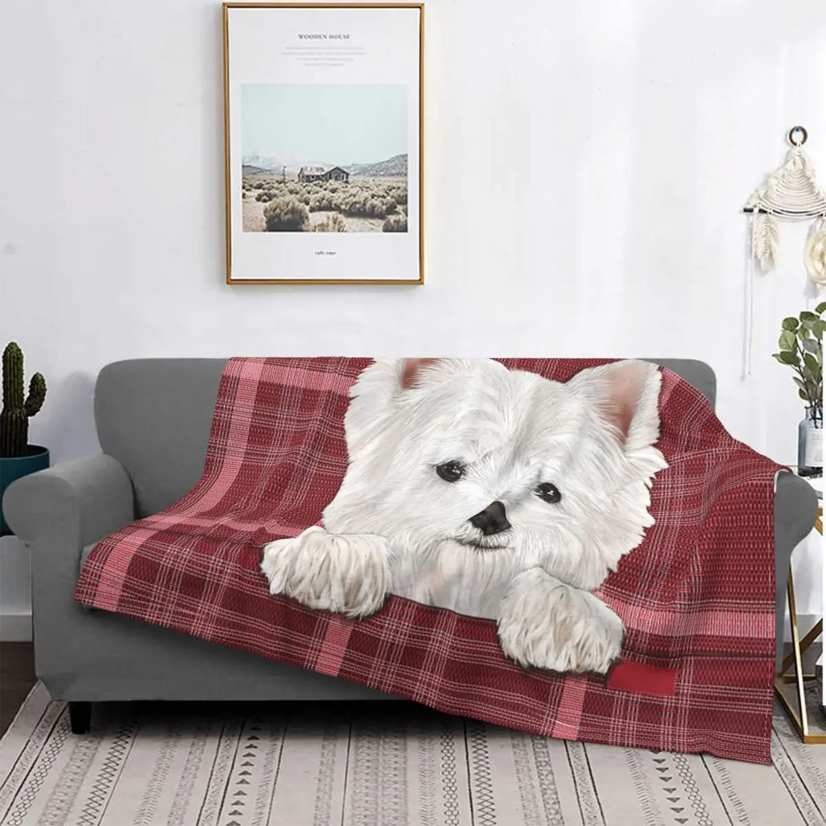 

Westie West Highland Terrier Cute Puppy Pattern Blanket Flannel Spring Autumn Super Soft Blanket Sofa Outdoor Bed Cover