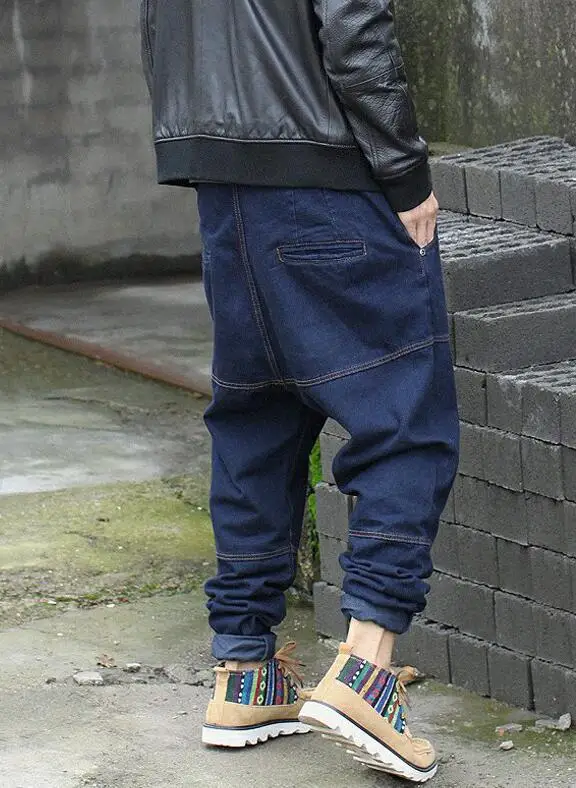 Four Seasons Male Hip-Hop Jeans Loose Denim Harem Pants Men's Tapered Feet Jeans Harem Jeans