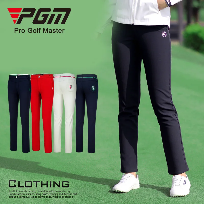 PGM Autumn Winter Women Thicken Warm Golf Trousers Ladies Windproof Elastic Golf Training Pant Waterproof Fleece Sweatpants