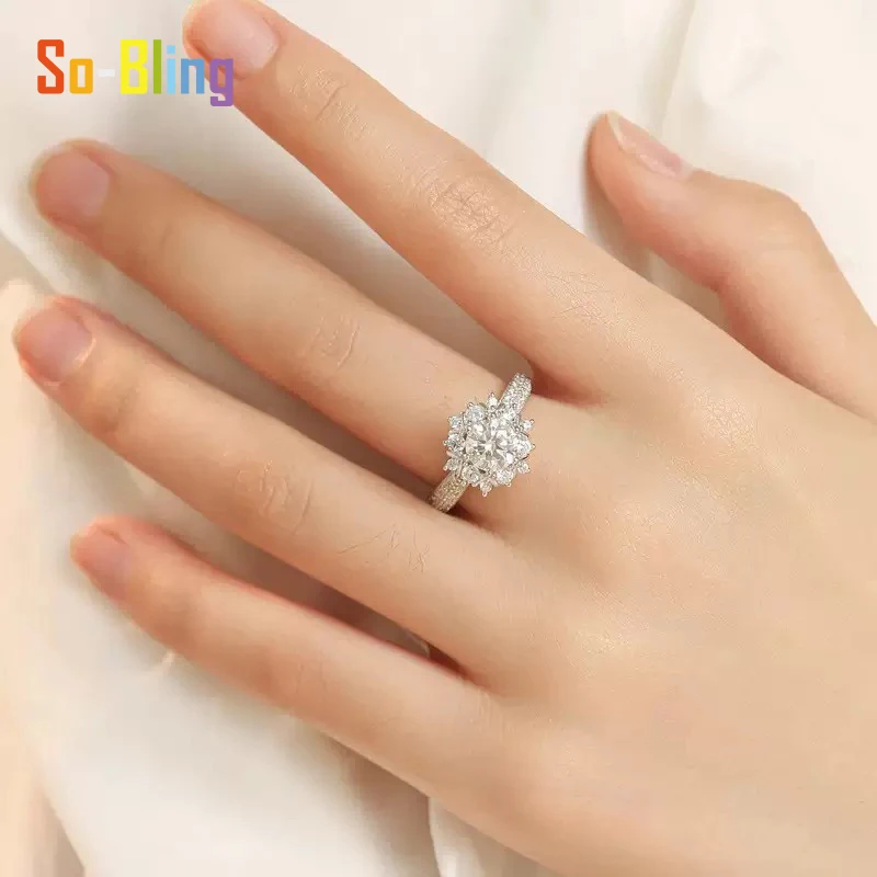 Кольцо с муассанитом So-Bling 1 карат и сертификатом Gra, кольца из стерлингового серебра 925 пробы для женщин, элегантные изысканные ювелирные изделия для вечеринок (art.: 3920cd9a424fe) - 3920cd9a424fe