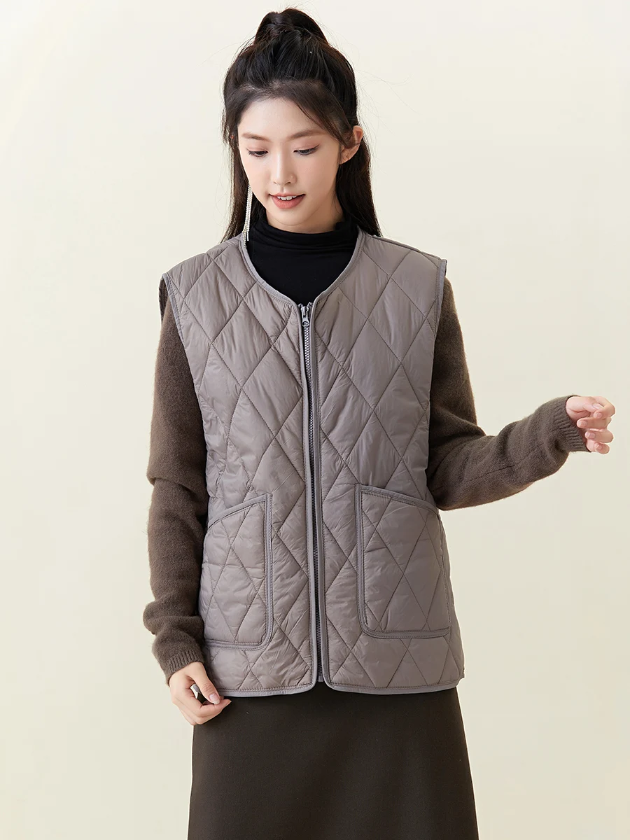 Жилет на флисовой подкладке женский пуховый хлопковый жилет молнии для среднего