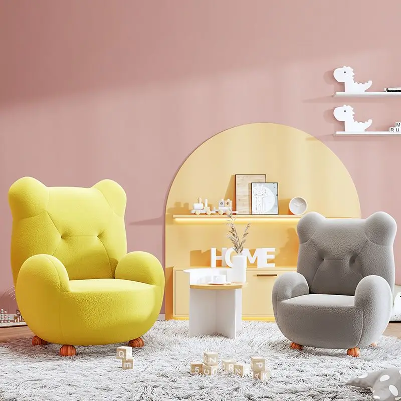 

Luxury Bear Lamb Fleece Sofa Designer Creative Home Bedroom Living Room Small Sofa Clothes shop Lazy Sofa