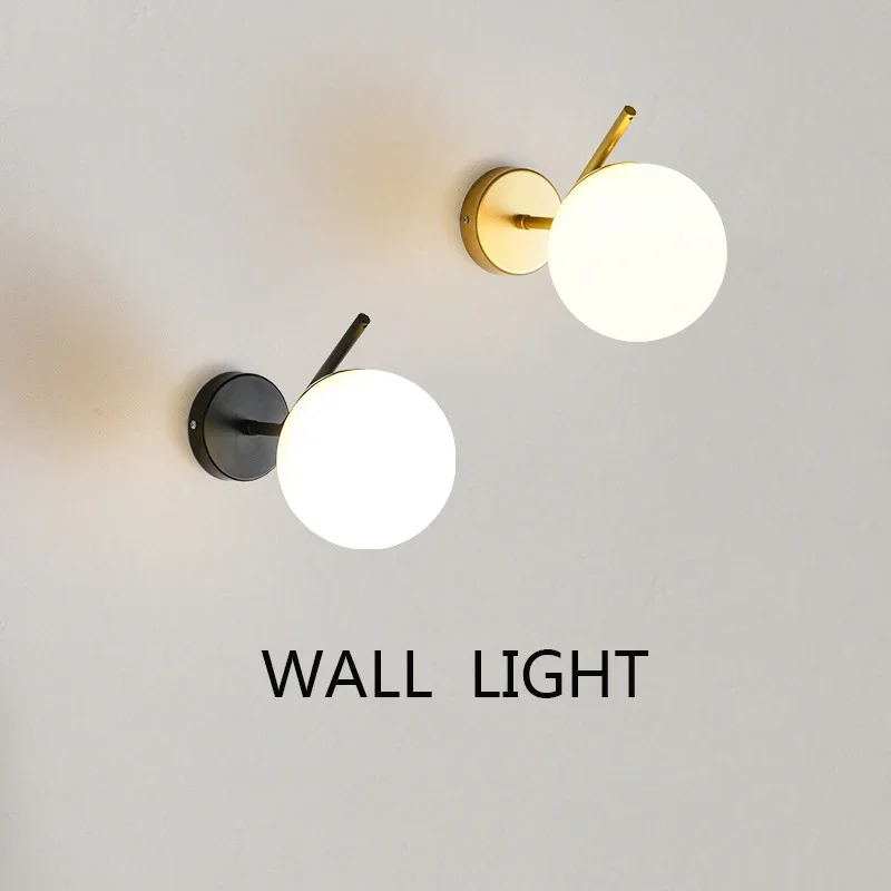 

Modern Glass Wall Lamp Gold Black Bedside Wall Sconce Bedroom Balcony Living Room Backdrop Stairway Aisle Home Decoration Lustre