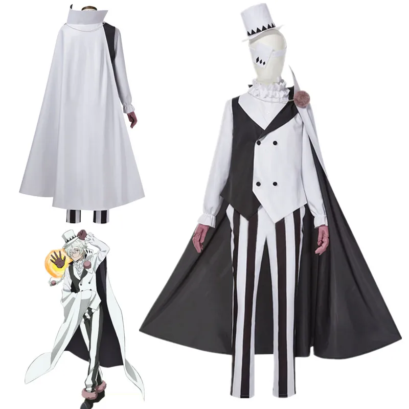 

Anime Bungou Stray Dogs Nikolai Gogol Cosplay Costume Suit Cloak White Black Uniform Halloween Christmas Clothes Season 4