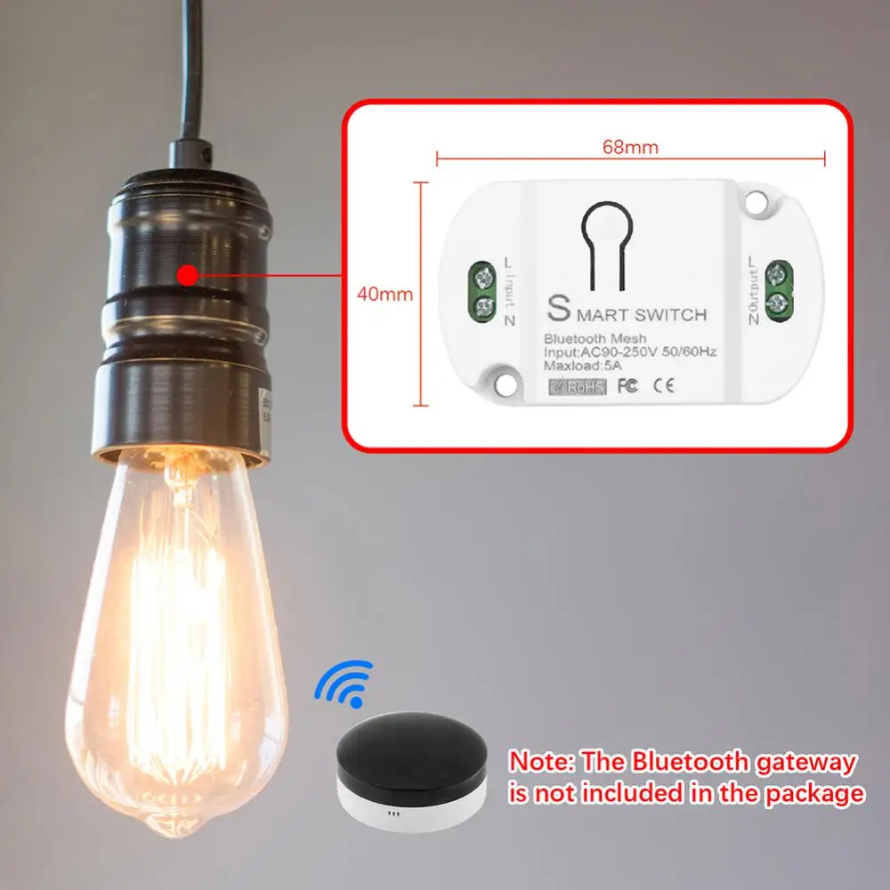 

Смарт-переключатель Tuya Smart 2,4 ГГц, bluetooth-совместимый сетчатый смарт-переключатель 5А, таймер, использование шлюза, смарт-переключатель