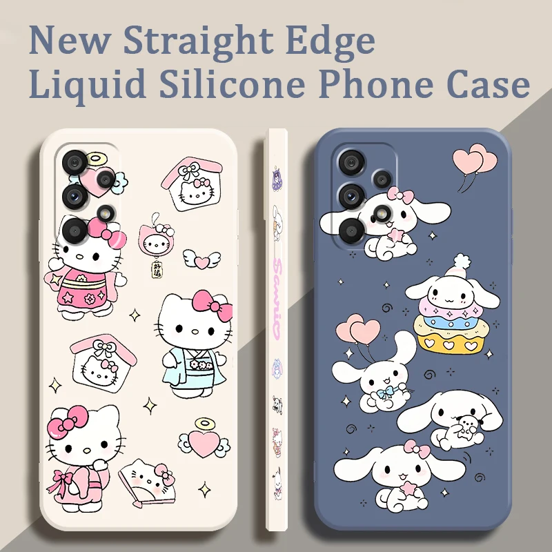 Жидкая левая веревка Sanrio Hello Kitty для Samsung A54 A53 A52 S A33 A32 A51 A71 A21S A13 A73 A72 A23 A12 цвет корицы
