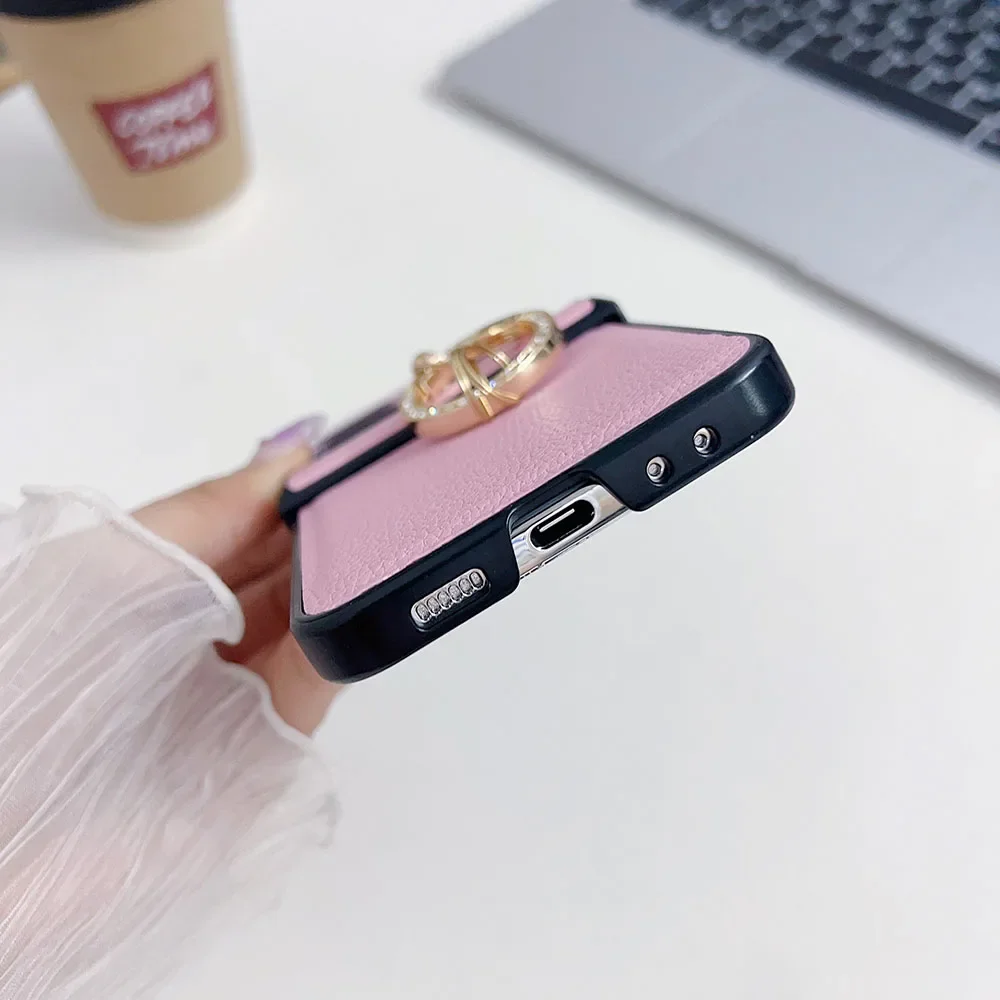 Роскошный кожаный чехол для телефона с текстурой личи Samsung Galaxy Z Flip 6 5 4 3 ZFlip6 Zflip