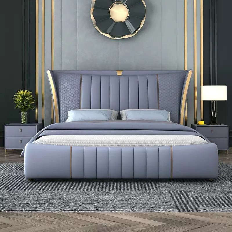 

Italian Light Luxury Leather Bed Double Wedding Bed Master Bed Modern Simple Soft Bag Bed Small Family Leather Bed 1.8m