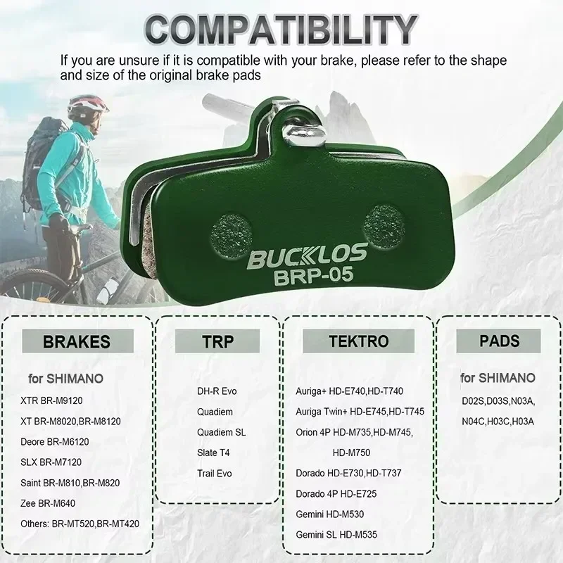 Фото BUCKLOS велосипедные керамические тормозные колодки для Shimano D01S D03S дисковые тормозные колодки MTB E-Bike 4-поршневые гидравлические тормозные колодки из спеченной смолы №2