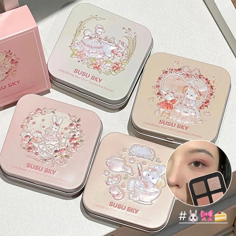 Палитра теней для век с милым кроликом, 4 цвета | AliExpress