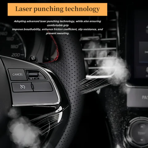 Кожаный дышащий чехол для руля Geely Monjaro L Emgrand PREFACE Coolray ICOD