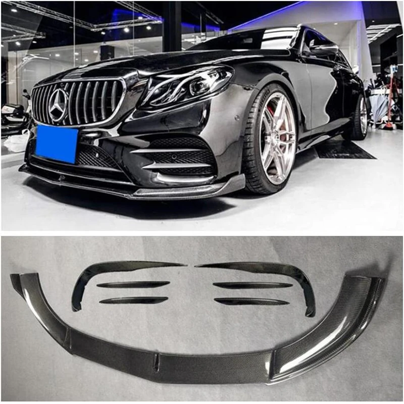 

For Mercedes Benz E Class W213 200 260 300 2016-2020 Real Carbon Fiber Front Bumper Lip Spoiler Fog light Air Vent Outlet Cover