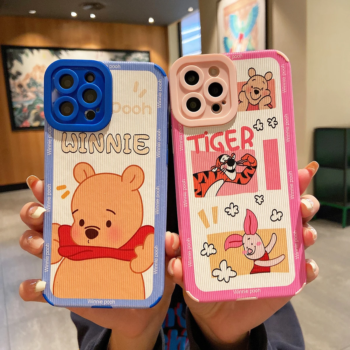 

Disney Winnie the Pooh Piglet Tigger Leather Cortex Phone Case For Iphone 11 12 13 Pro Max Mini X Xs Xr 6 7 8 Plus SE 2020 Cover
