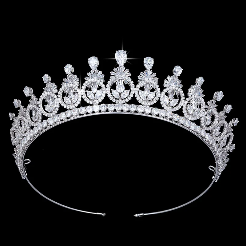 Crown HADIYANA Cubic Zirconia Crowns Prom Pageant Headbands Brides Women Headpieces Wedding Bridal Jewelry BC5091