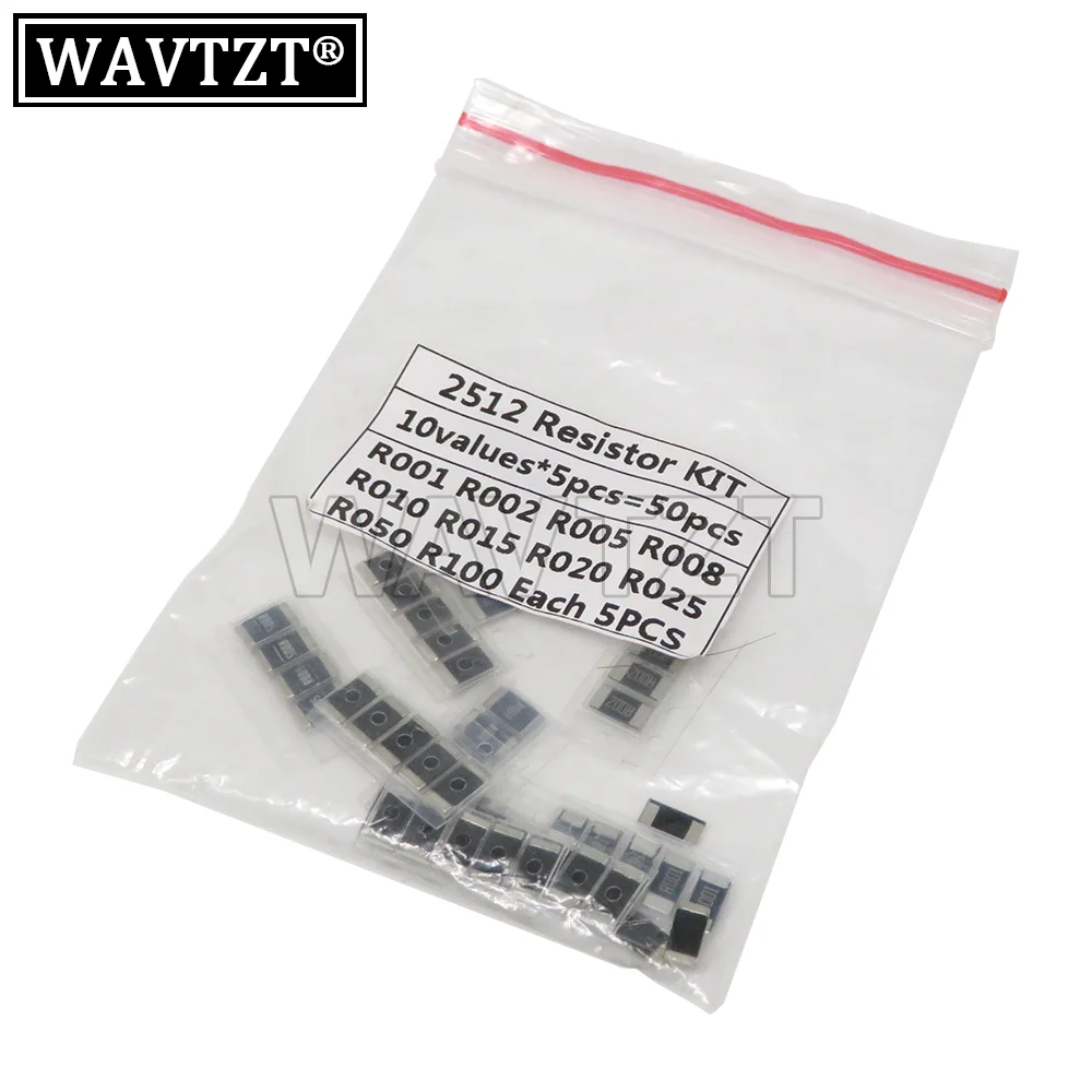 

10 видов * 5 шт. = 50 шт. сопротивление сплава 2512 SMD комплект образцов резистора R001 R002 R005 R008 R010 R015 R020 R025 R050 R100