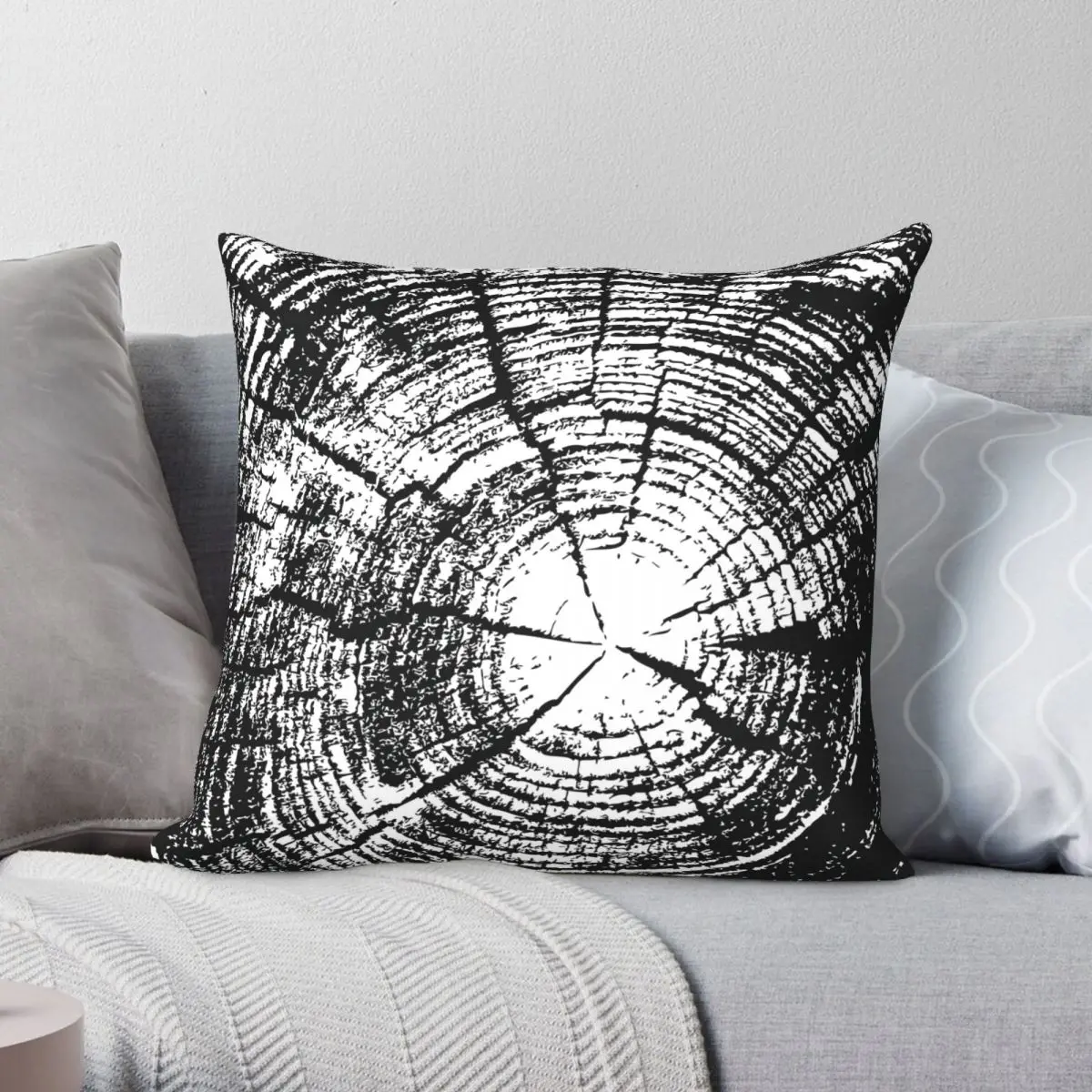 

Wooden Square Pillowcase Polyester Linen Velvet Creative Zip Decor Pillow Case Home Cushion Cover Wholesale 45x45