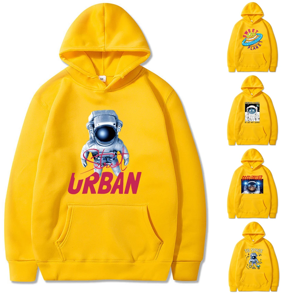 

Streetwear Astronaut Print Hoodies Women Spring Harajuku Hooded Sweatshirts Couple Korean Loose Long Sleeve Casual Pullovers Top