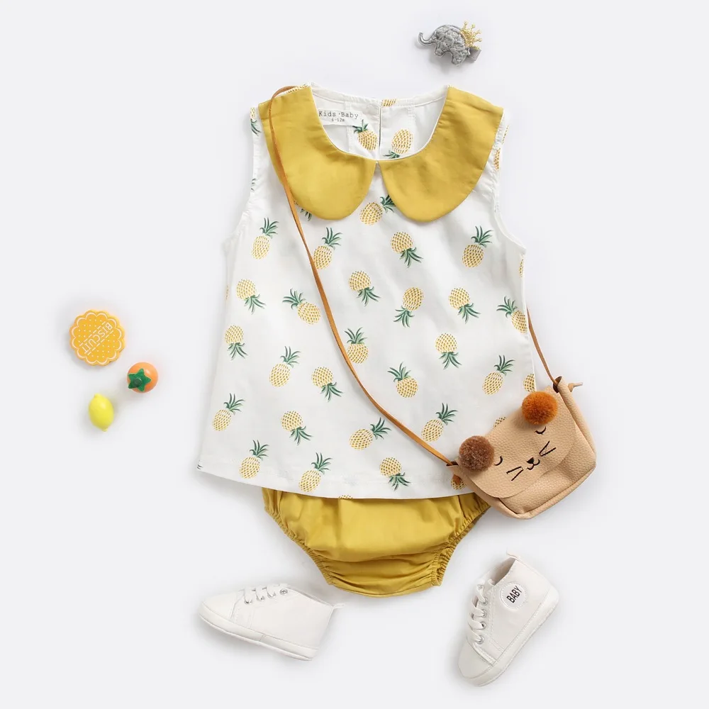 

Set Child Girl Newborn Baby Girl Clothes Baby Girl Clothes 2 Piece Summer Cotton Baby Clothing Sleeveless Cotton T-shirt