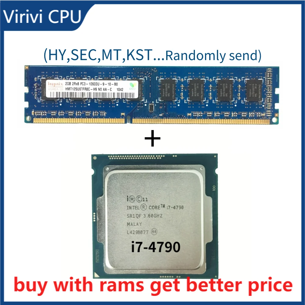 

DDR3 2G 1333Mhz with i7-4790 i7 4790 3.6 GHz Quad-Core CPU Processor 8M 84W LGA 1150