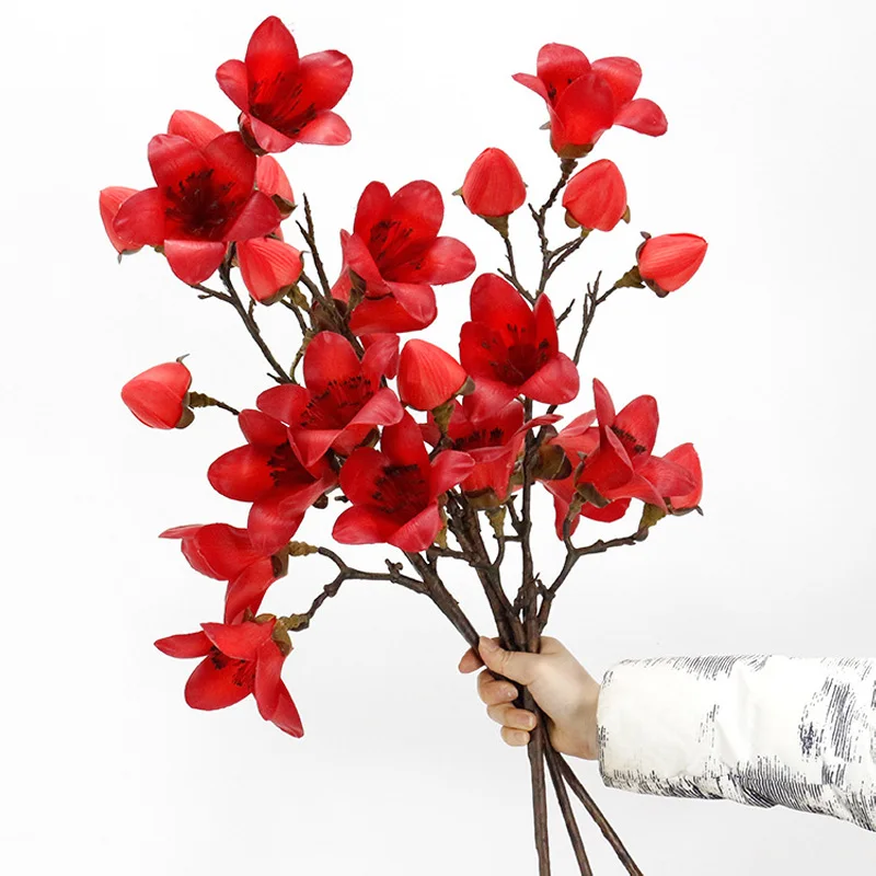 

Искусственный капок, длинные шелковые цветы на ощупь, сделай сам, домашний Свадебный декор, Цветочная композиция оранжевого и красного цветов, длина 68/73 см