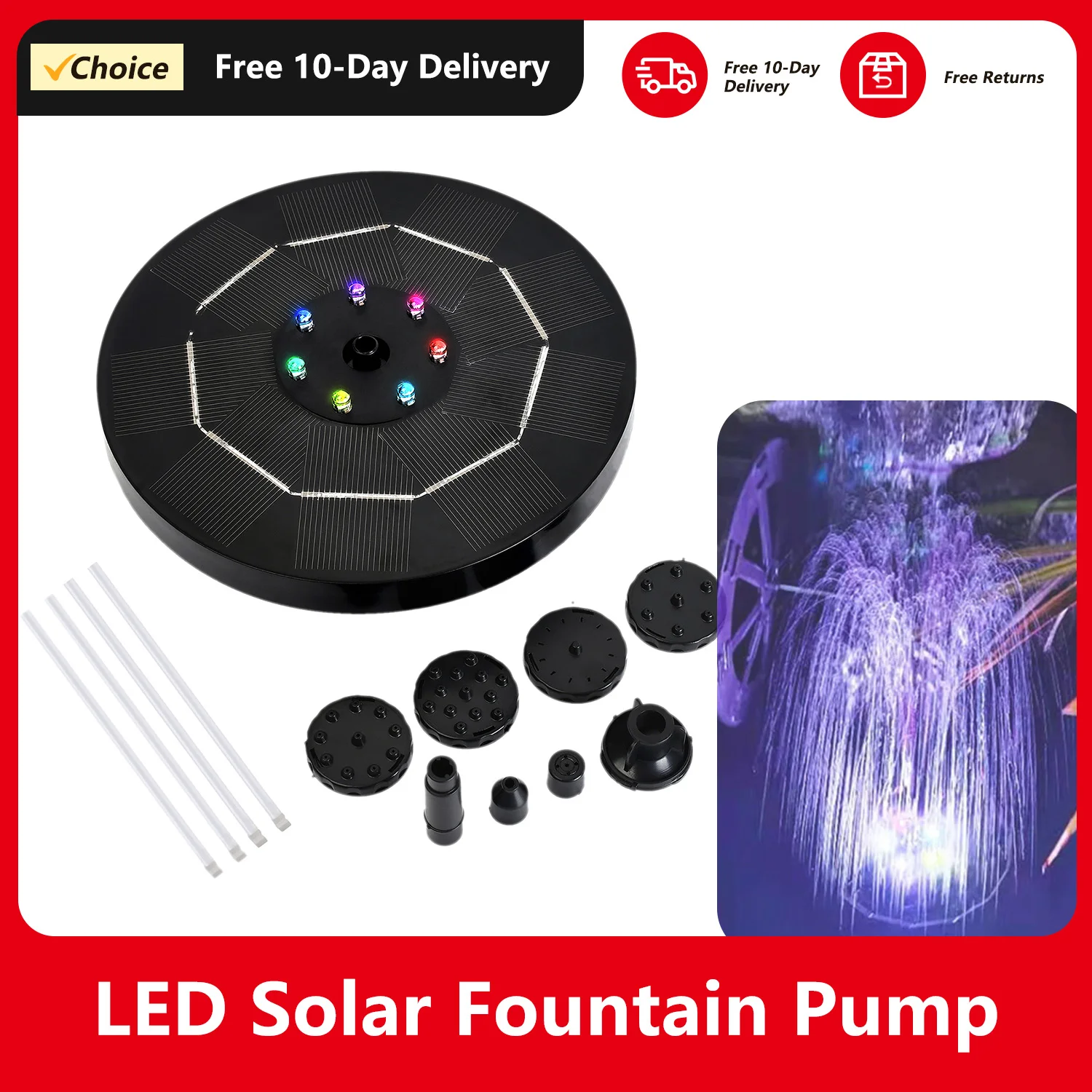 Люминесцентный Фонтанный Насос 3 5 Вт С Аккумулятором 1800 мАч 6 Насадок Для Птичьей