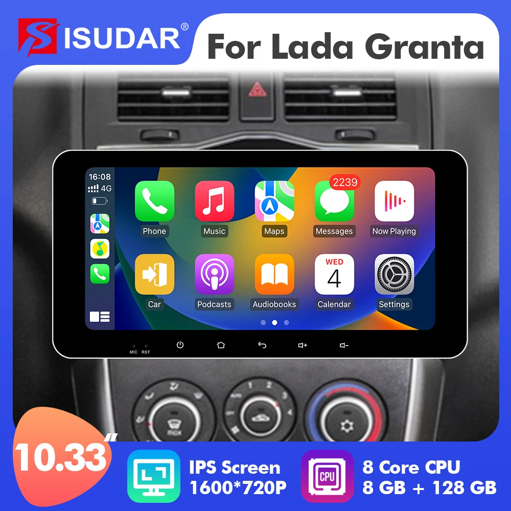 

ISUDAR 10.33" inch Android 10 Car Radio For LADA ВАЗ Granta Cross 2018- GPS Multimedia Player Audio Stereo Carplay Auto No 2 DIN