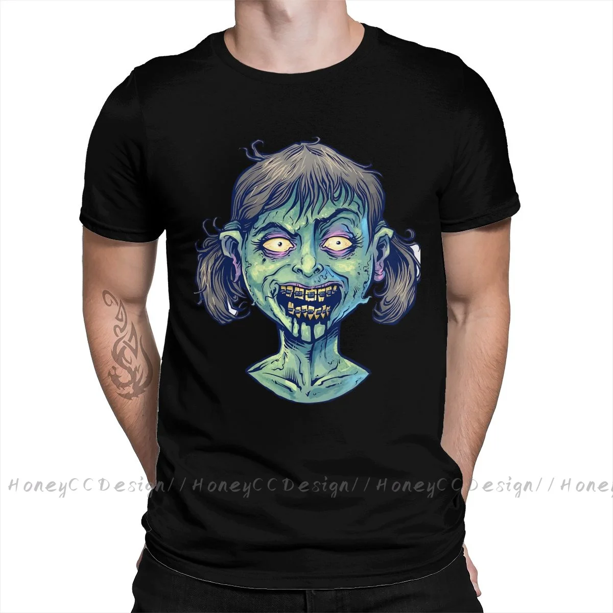 Zombie New Arrival T-Shirt Head Shirt Crewneck Cotton Men TShirt For Adults Plus Size