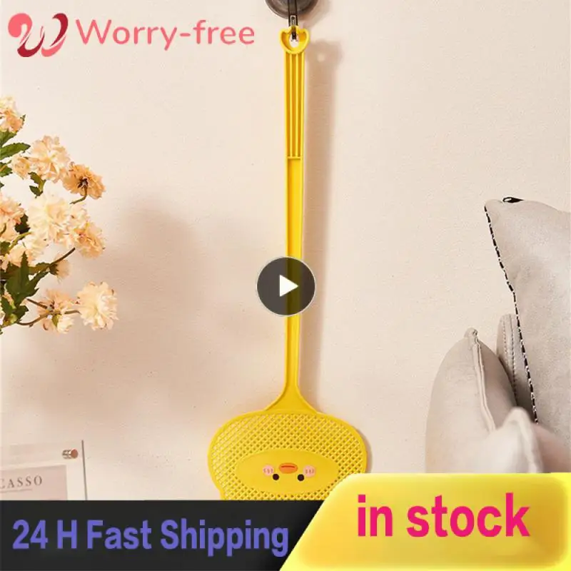 

Pe Material Elastic Plastic Fly Swatter Durable Long Handle Flyswatter Cute Cartoon Flyswatter Pest Control Bat 49.515cm Swatter
