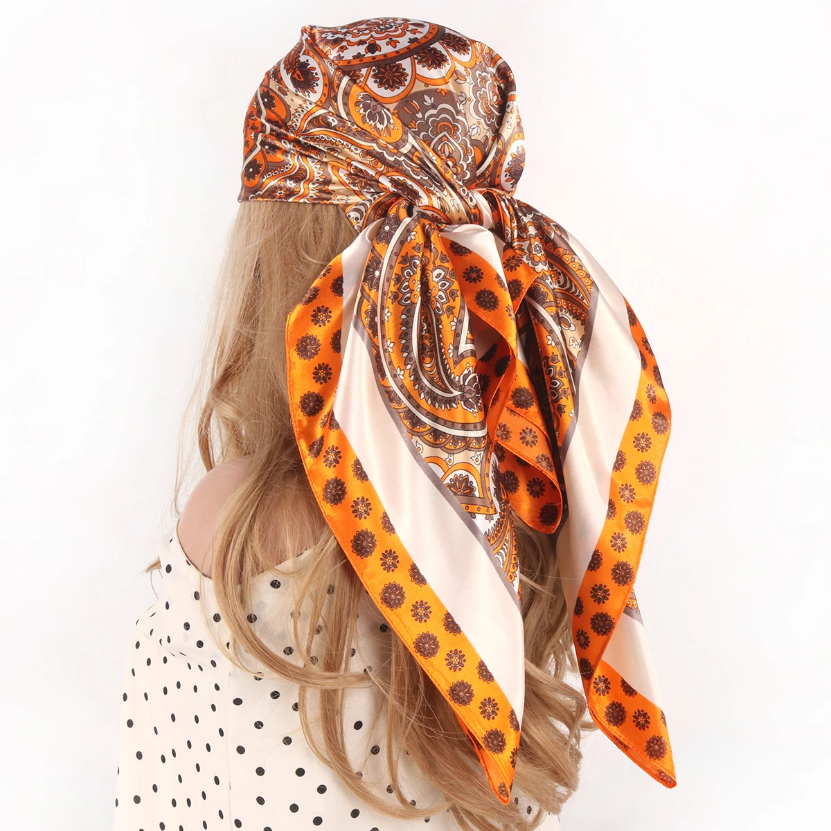 90*90 см шарф для волос женский винтажный платок с узором пейсли мягкая атласная