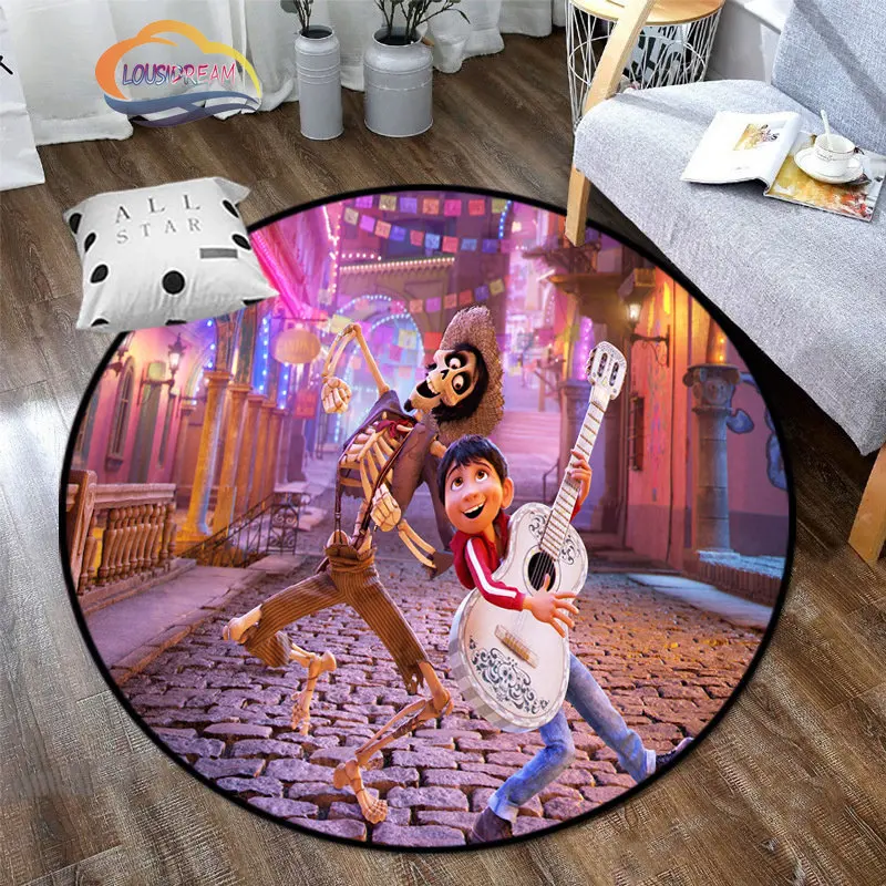 

Cartoon coco boy Round carpet rug，Child Cushion Bedroom Floor Mat Computer Chair Area Decoration carpets