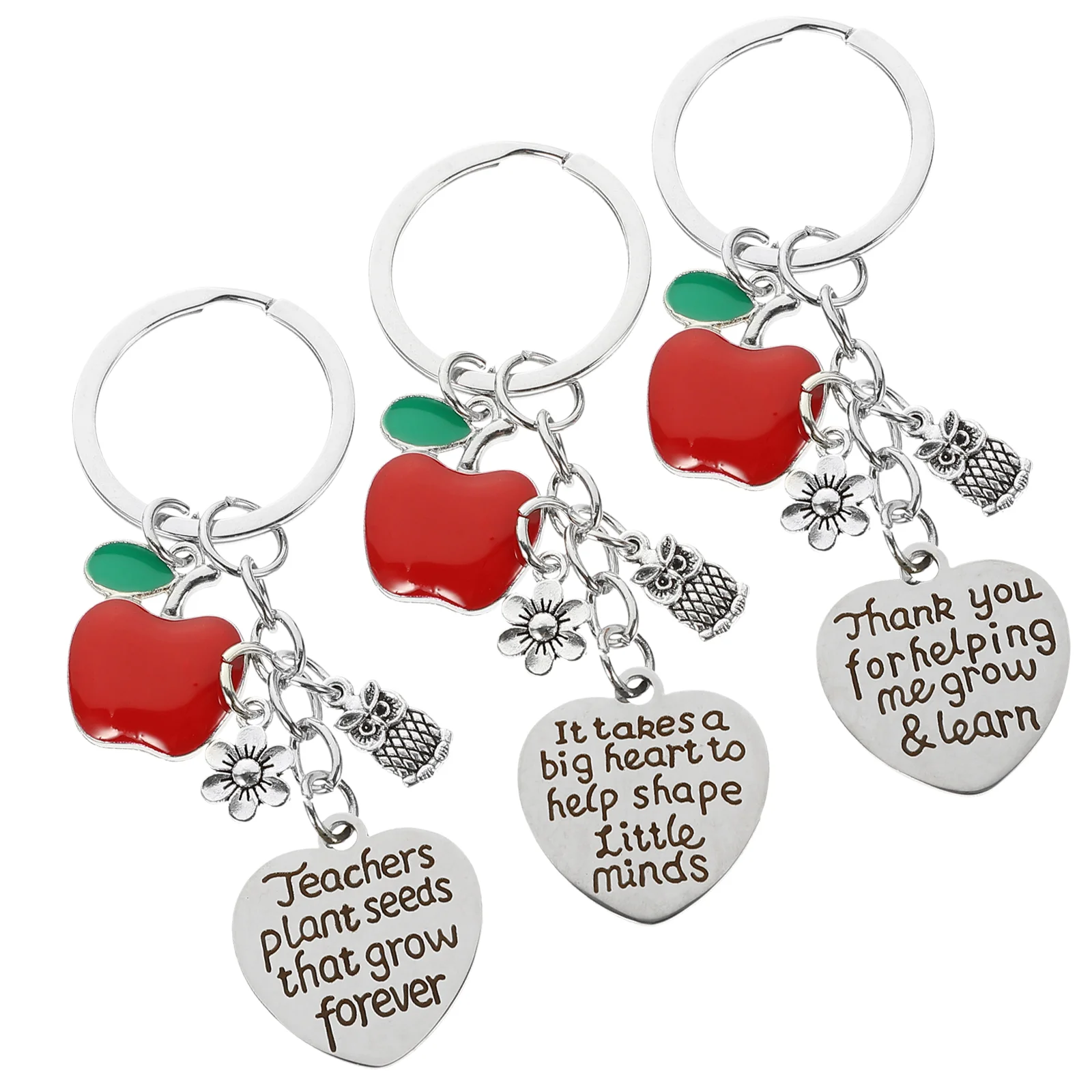 

3 Pcs Graduation Keychain Themed Exquisite Ring Teacher's Day Keychains Student Gifts Thank Stainless Steel Keys