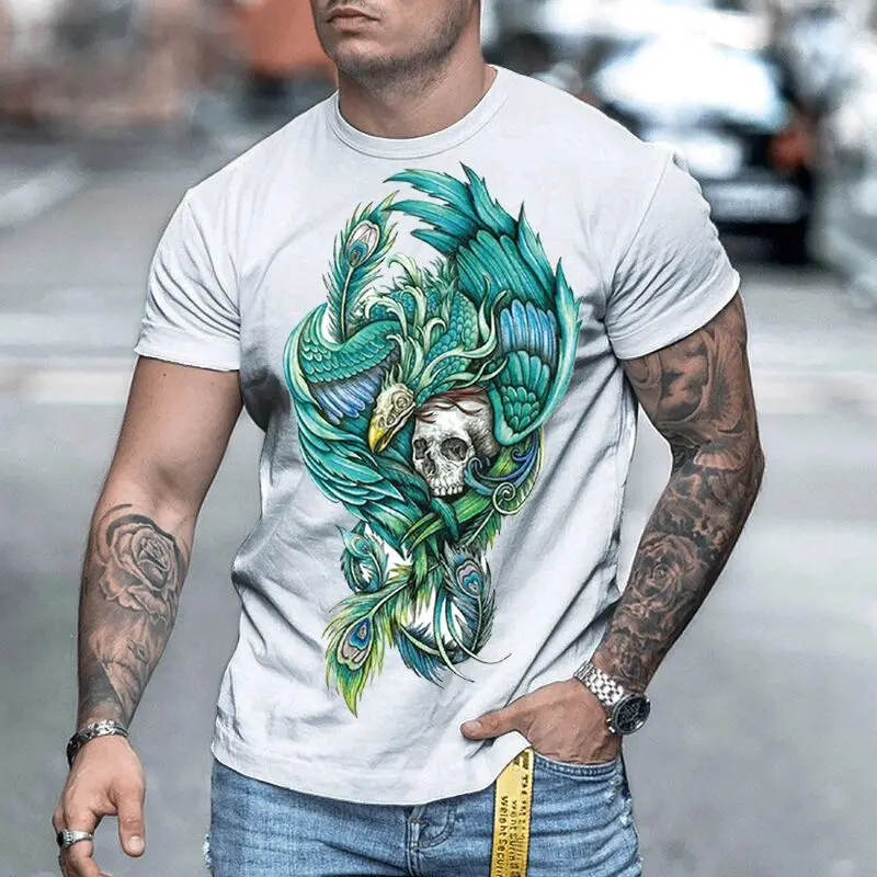 

Оригинальный дизайн футболки для мужчин 3D Печатный узор Повседневная рубашка с круглым вырезом быстросохнущая Изысканная Женская одежда Б...