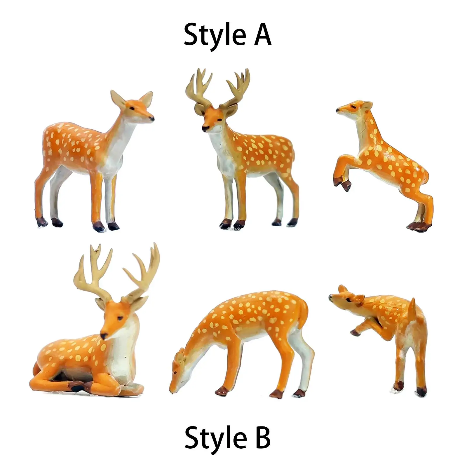 

3x 1/64 Deer Figures Animal Figurine for Diorama Layout Desktop Decoration