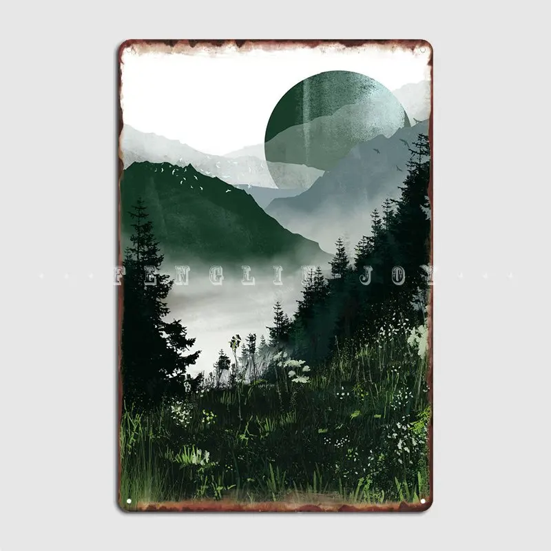 

Green Moon Poster Metal Plaque Wall Decor Printing Wall Mural Kitchen Tin Sign Poster