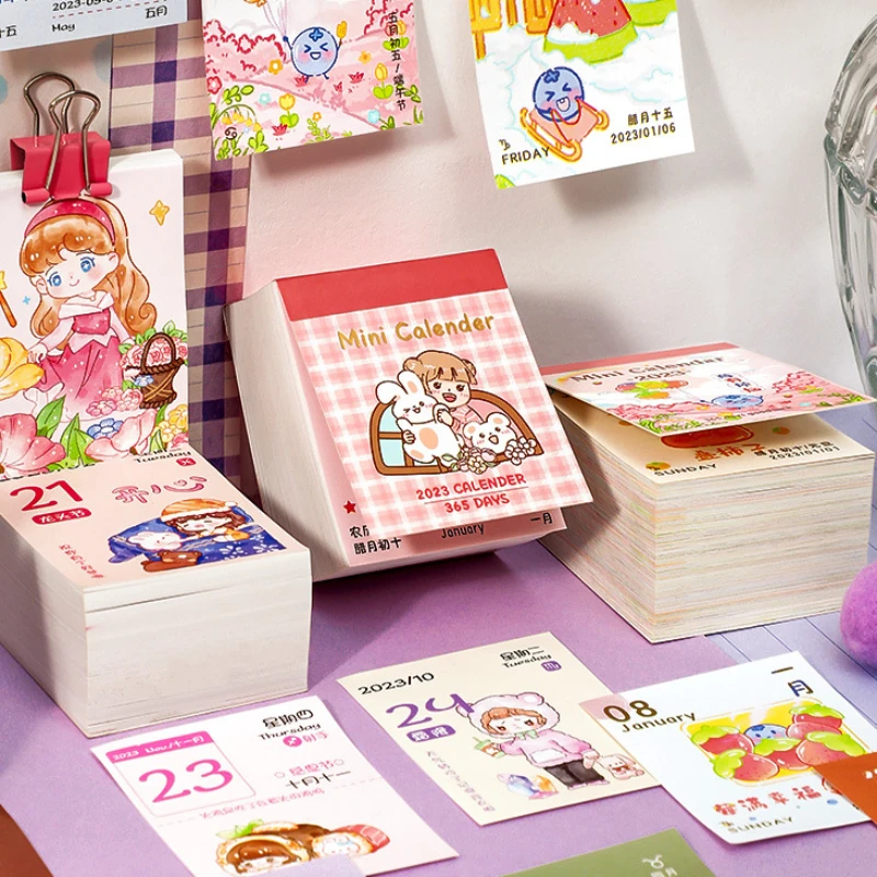 

2023 Mini Calendar Note Pad Lovely Pocket Decoration Paper Notes Collection 4*5cm Kawaii School Office Stationery Gift