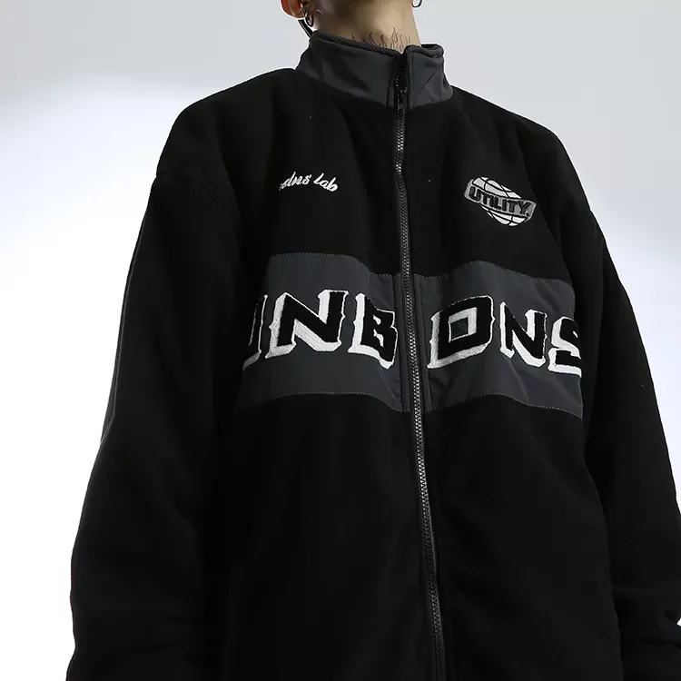 

2023New retro stitching plus velvet cotton jacket men and women baseball uniform couple reflective jacket women's jacket Har