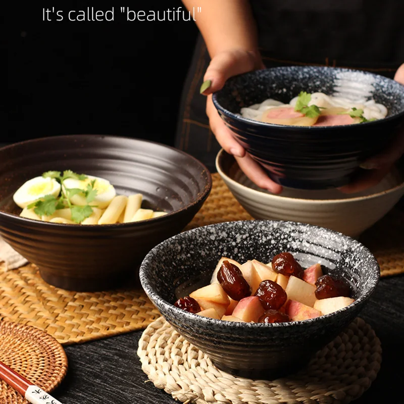 

FANCITY Japanese style Ajisen ramen bowl hotel creative tableware large eating noodle bowl household ceramic thickening anti-sc