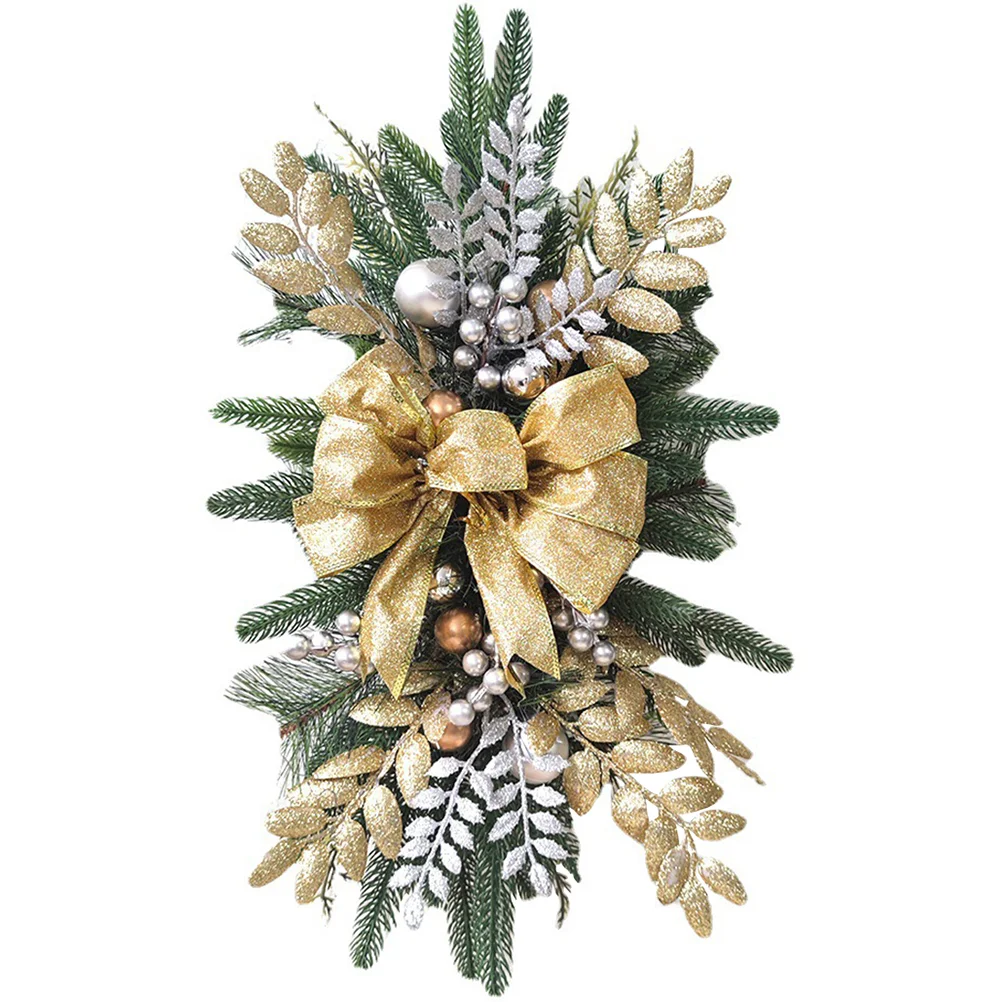 

Christmaswreath Teardrop Garland Doorstair Railing Hanging Wall Artificial Holiday Decorations Pine Bow Trimwindow Berry Mantel