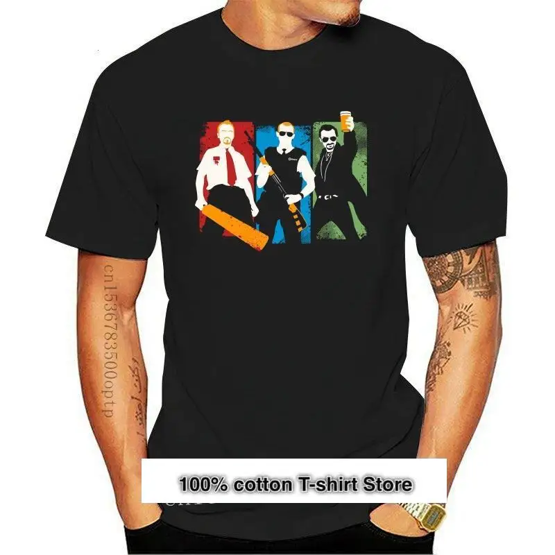 

Camiseta de tritechnology de la кровь y el helado para hombre, camiseta negra de Simon Pegg, Rick Frost, de primavera, Top en Line